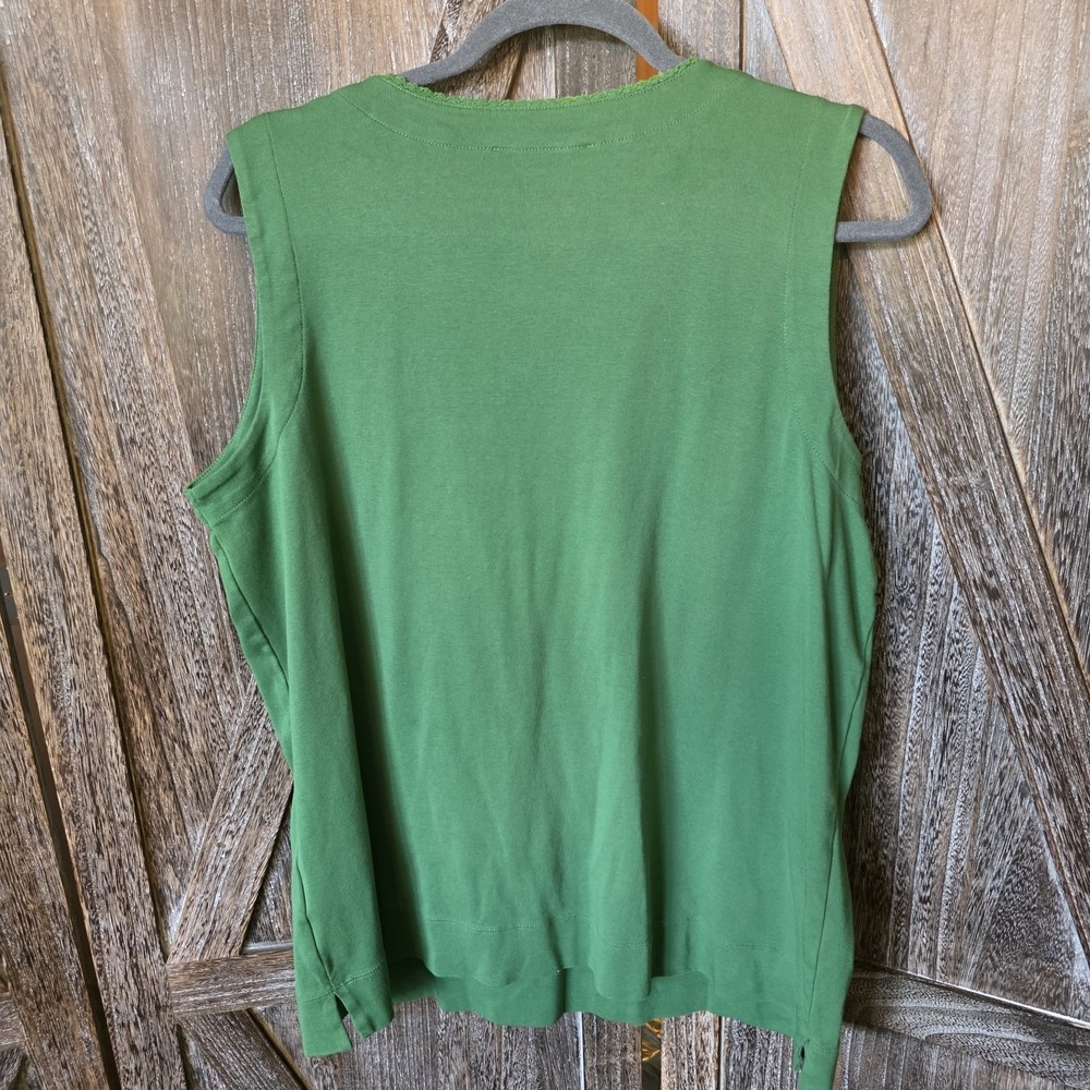 Jones New York Shirt Women's Size 2X Green Sleeveless Tank Top V-Neck Crochet - Picture 5 of 5